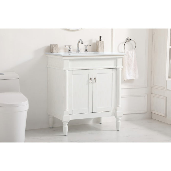 Elegant Decor Lexington 30" Single Vanity, AWH/Ivory Marble