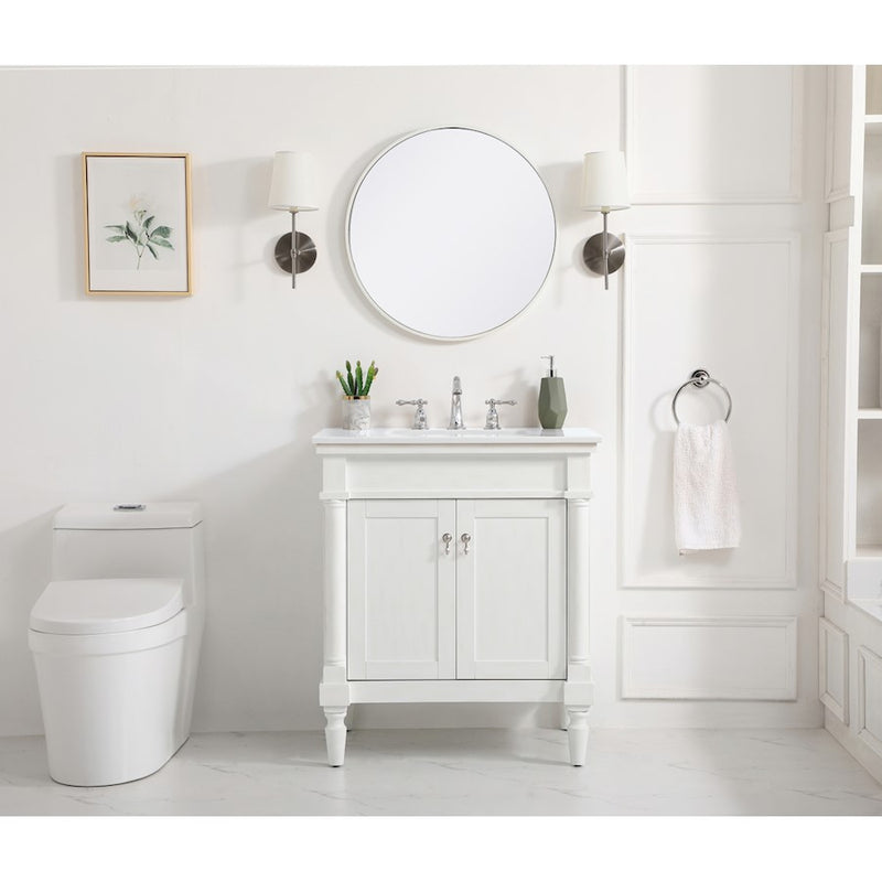 Elegant Decor Lexington 30" Single Vanity, AWH/Ivory Marble