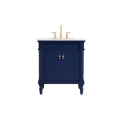 Elegant Decor Lexington 30" Single Vanity, Blue/Ivory Marble - VF13030BL-VW