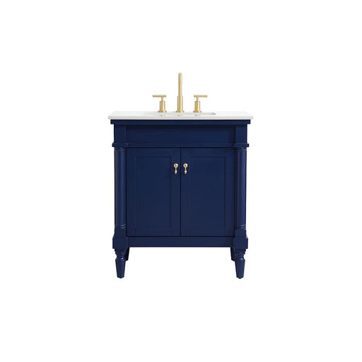 Elegant Decor Lexington 30" Single Vanity, Blue/Ivory Marble - VF13030BL-VW