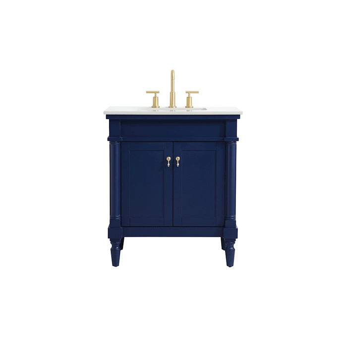 Elegant Decor Lexington 30" Single Vanity, Blue/Ivory Marble - VF13030BL-VW