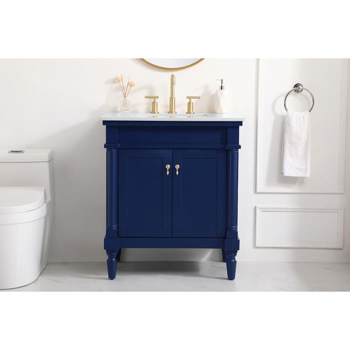 Elegant Decor Lexington 30" Single Vanity, Blue/Ivory Marble