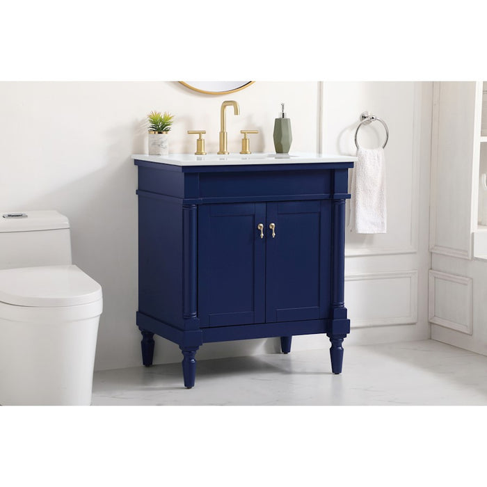 Elegant Decor Lexington 30" Single Vanity, Blue/Ivory Marble