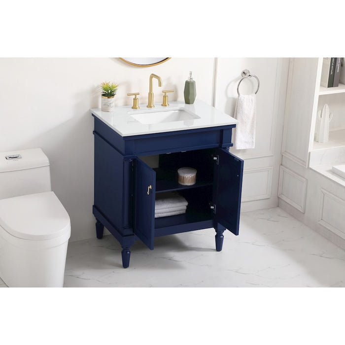 Elegant Decor Lexington 30" Single Vanity, Blue/Ivory Marble