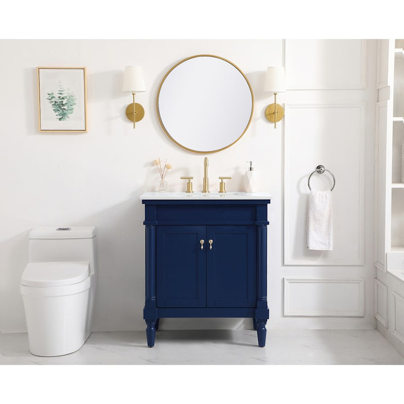 Elegant Decor Lexington 30" Single Vanity, Blue/Ivory Marble