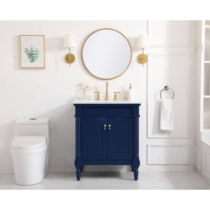 Elegant Decor Lexington 30" Single Vanity, Blue/Ivory Marble