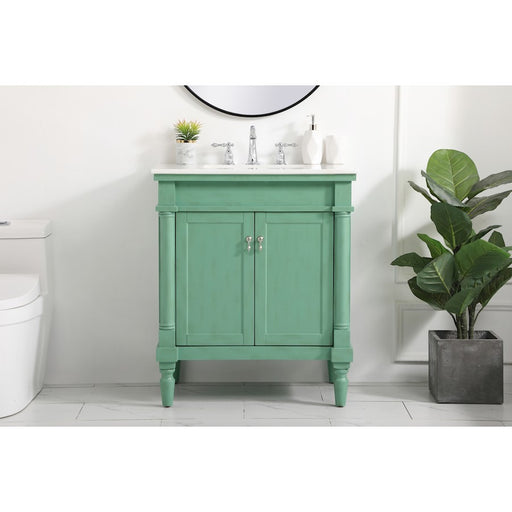 Elegant Lexington 30" Single Bathroom Vanity, Vintage Mint