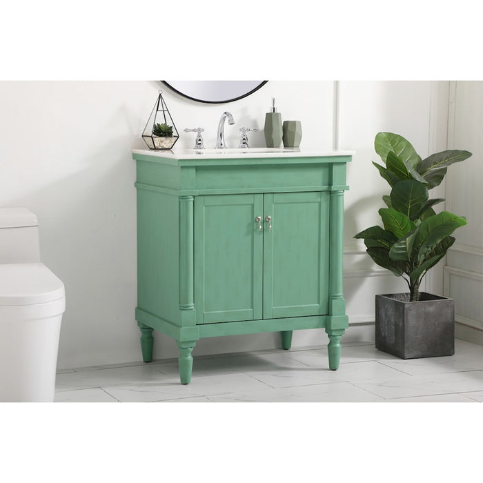 Elegant Lexington 30" Single Bathroom Vanity, Vintage Mint