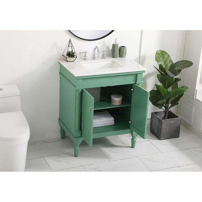 Elegant Lexington 30" Single Bathroom Vanity, Vintage Mint