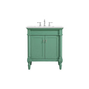 Elegant Decor Lexington 30" Single Vanity,Mint/Ivory Marble - VF13030VM-VW