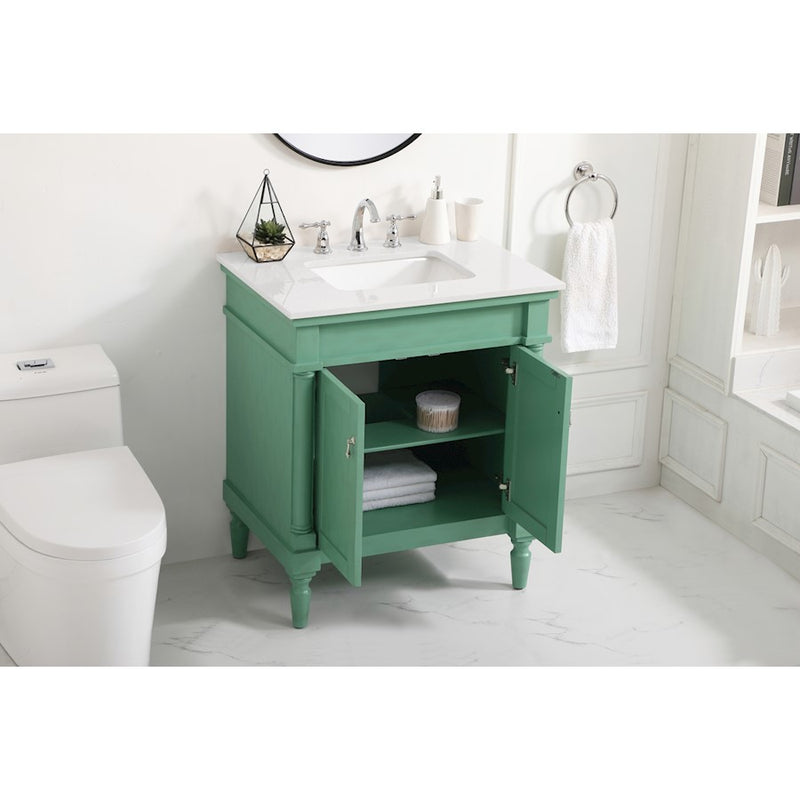 Elegant Decor Lexington 30" Single Vanity,Mint/Ivory Marble