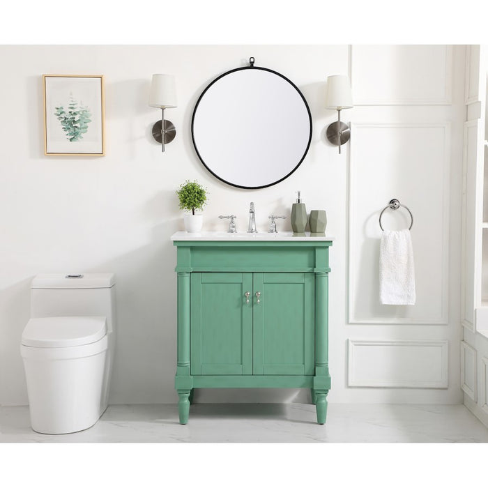 Elegant Decor Lexington 30" Single Vanity,Mint/Ivory Marble