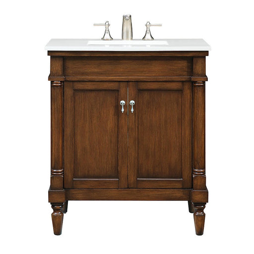 Elegant Decor Lexington 30" Single Vanity, Walnut/Ivory Marble - VF13030WT-VW