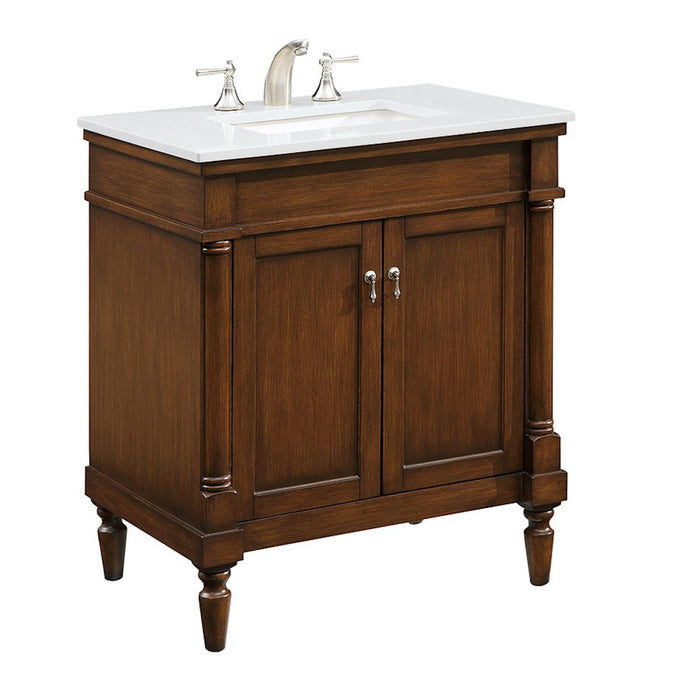 Elegant Decor Lexington 30" Single Vanity, Walnut/Ivory Marble