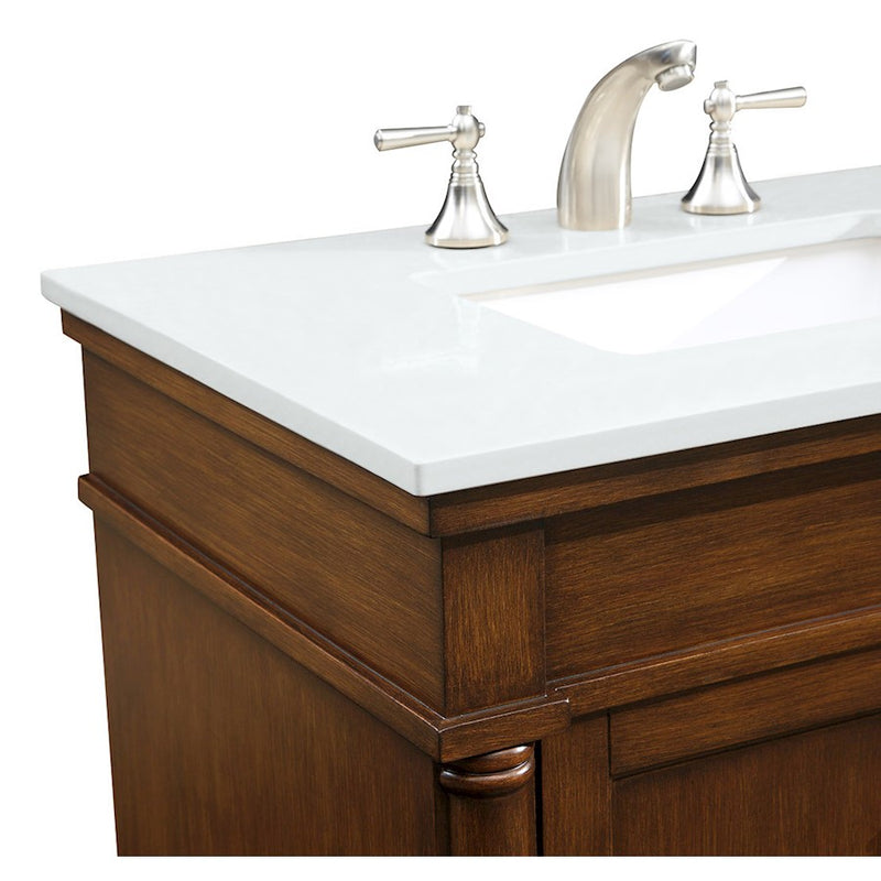 Elegant Decor Lexington 30" Single Vanity, Walnut/Ivory Marble