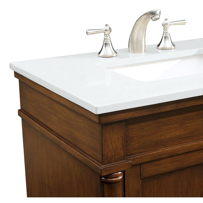Elegant Decor Lexington 30" Single Vanity, Walnut/Ivory Marble
