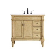 Elegant Lexington 36" Single Vanity, Antique Beige/Ivory Marble - VF13036AB-VW