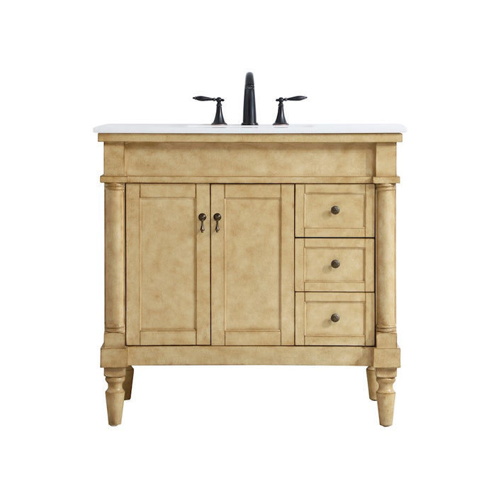 Elegant Lexington 36" Single Vanity, Antique Beige/Ivory Marble - VF13036AB-VW