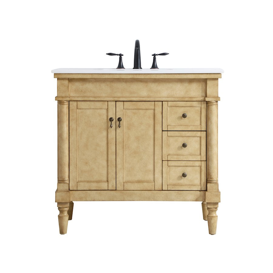 Elegant Lexington 36" Single Vanity, Antique Beige/Ivory Marble - VF13036AB-VW
