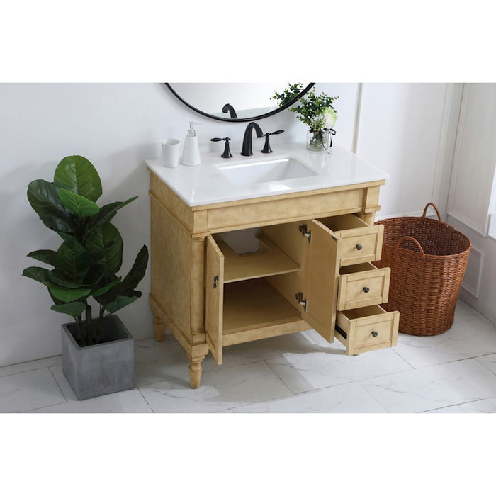 Elegant Lexington 36" Single Vanity, Antique Beige/Ivory Marble