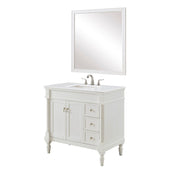 Elegant Lexington 36" Single Vanity, Antique White/Ivory Marble - VF13036AW-VW
