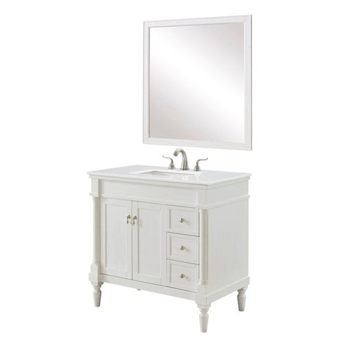 Elegant Lexington 36" Single Vanity, Antique White/Ivory Marble - VF13036AW-VW