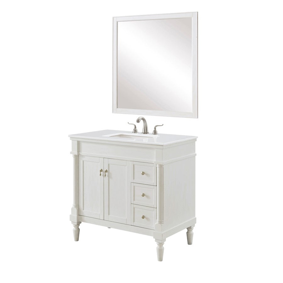 Elegant Lexington 36" Single Vanity, Antique White/Ivory Marble - VF13036AW-VW