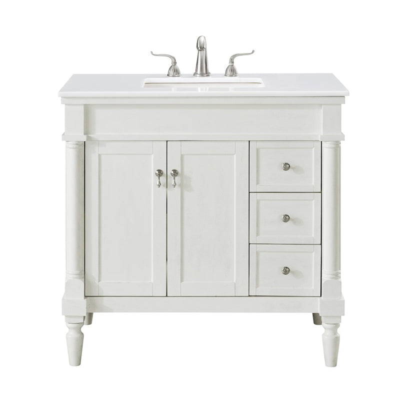 Elegant Lexington 36" Single Vanity, Antique White/Ivory Marble