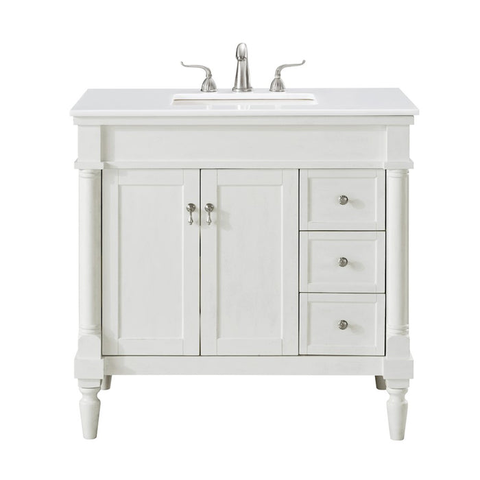 Elegant Lexington 36" Single Vanity, Antique White/Ivory Marble