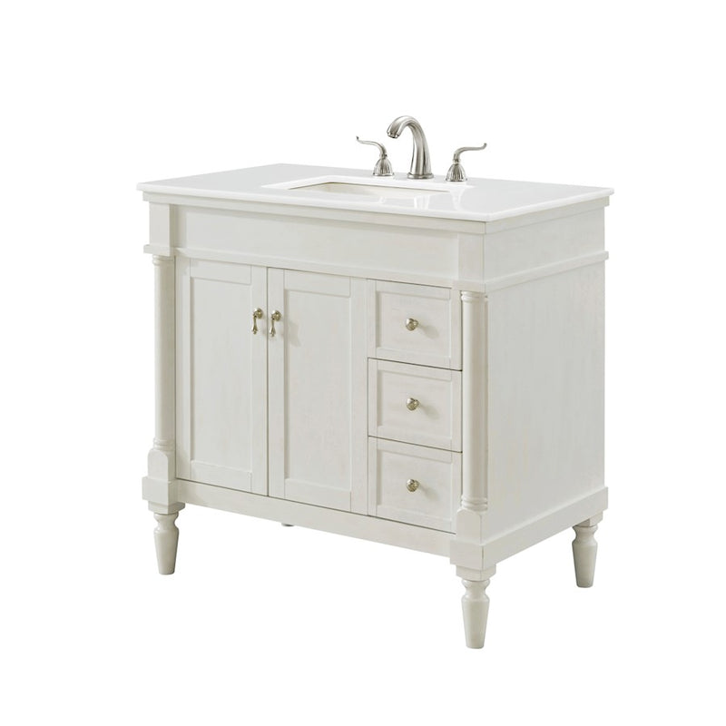 Elegant Lexington 36" Single Vanity, Antique White/Ivory Marble