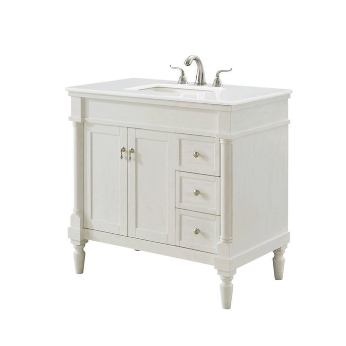 Elegant Lexington 36" Single Vanity, Antique White/Ivory Marble