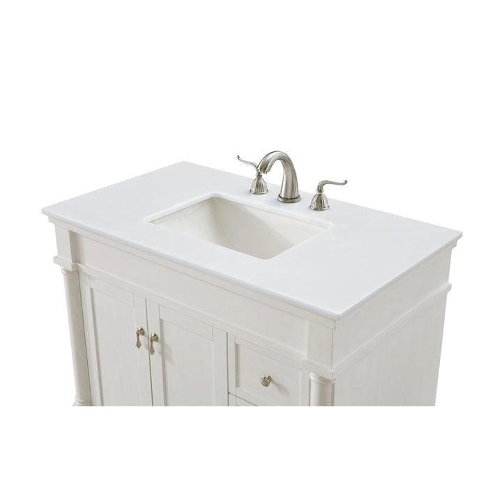 Elegant Lexington 36" Single Vanity, Antique White/Ivory Marble