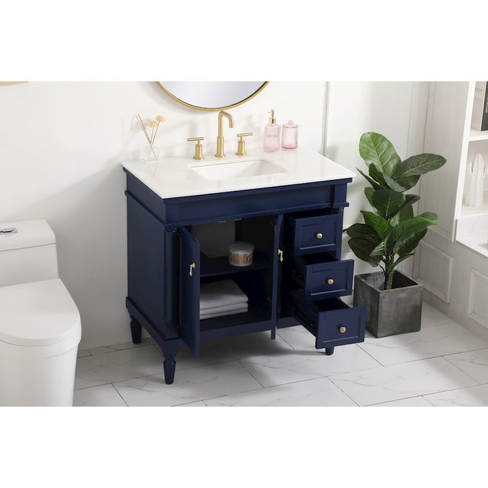 Elegant Kitchen/Bath Lexington 36" Single Bathroom Vanity, Blue