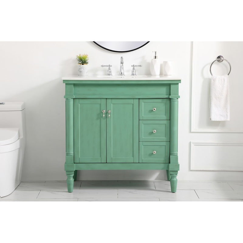 Elegant Lexington 36" Single Bathroom Vanity, Vintage Mint