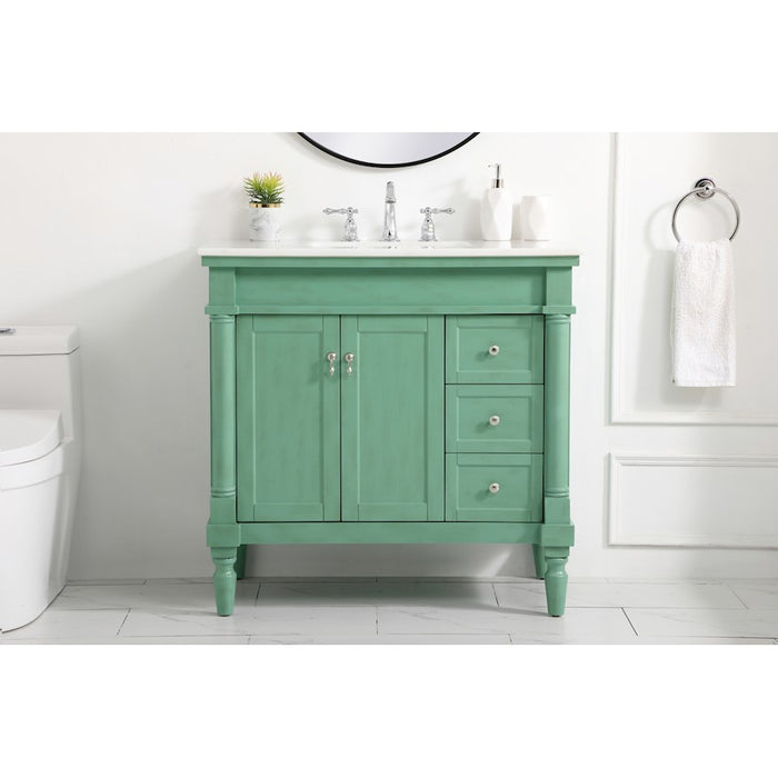 Elegant Lexington 36" Single Bathroom Vanity, Vintage Mint