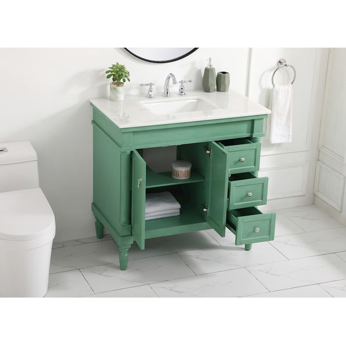 Elegant Lexington 36" Single Bathroom Vanity, Vintage Mint