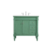 Elegant Lexington 36" Single Vanity, Vintage Mint/Ivory Marble - VF13036VM-VW