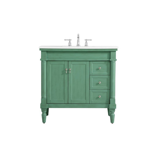 Elegant Lexington 36" Single Vanity, Vintage Mint/Ivory Marble - VF13036VM-VW