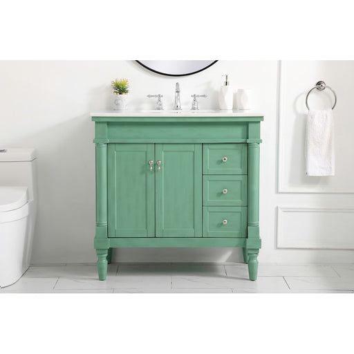 Elegant Lexington 36" Single Vanity, Vintage Mint/Ivory Marble