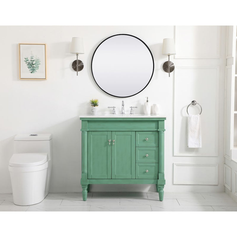 Elegant Lexington 36" Single Vanity, Vintage Mint/Ivory Marble