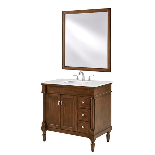 Elegant Lexington 36" Single Vanity, Walnut/Ivory Marble - VF13036WT-VW