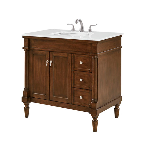 Elegant Lexington 36" Single Vanity, Walnut/Ivory Marble