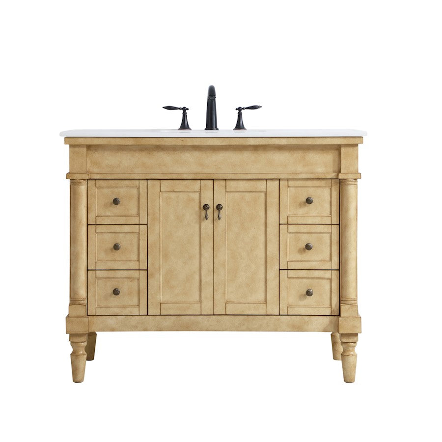 Elegant Lexington 42" Single Vanity, Antique Beige/Ivory Marble - VF13042AB-VW