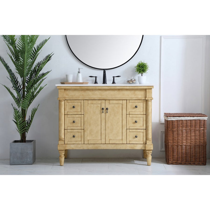 Elegant Lexington 42" Single Vanity, Antique Beige/Ivory Marble