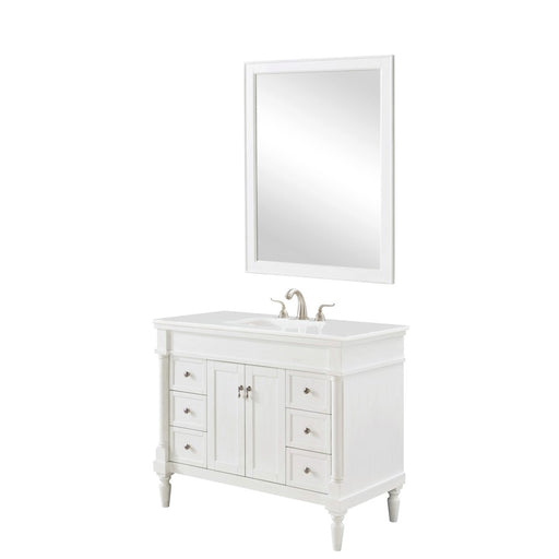 Elegant Lexington 42" Single Vanity, Antique White/Ivory Marble - VF13042AW-VW