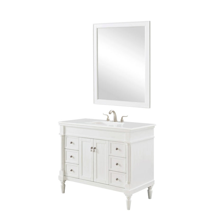 Elegant Lexington 42" Single Vanity, Antique White/Ivory Marble - VF13042AW-VW