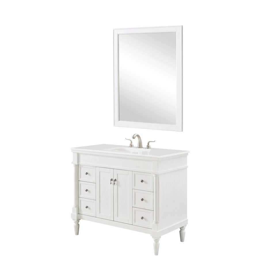 Elegant Lexington 42" Single Vanity, Antique White/Ivory Marble - VF13042AW-VW