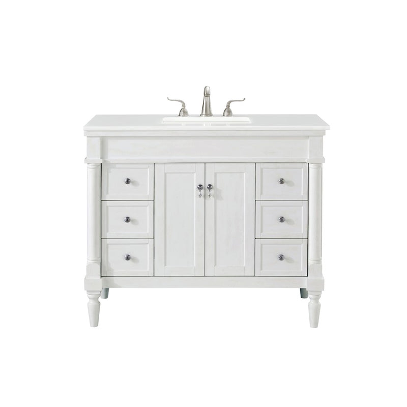 Elegant Lexington 42" Single Vanity, Antique White/Ivory Marble