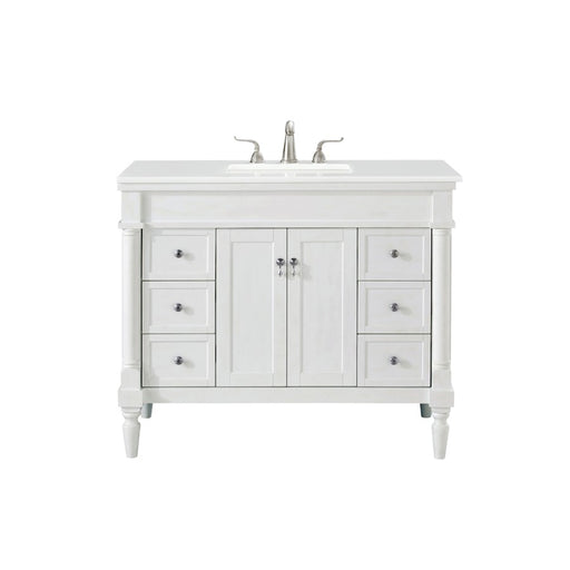 Elegant Lexington 42" Single Vanity, Antique White/Ivory Marble