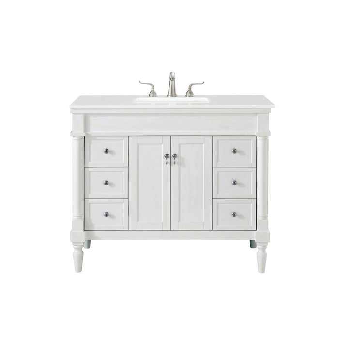Elegant Lexington 42" Single Vanity, Antique White/Ivory Marble